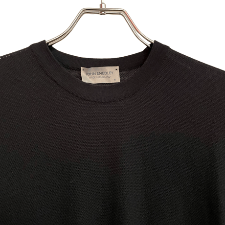 新品　JOHN SMEDLEY S/S  CREWNECK KNIT BLACK  100% SEA ISLAND COTTON  "MADE IN ENGLAND"