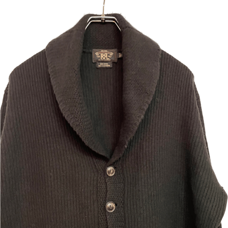 USED RRL ”BLACK SHAWL COLLAR” CARDIGAN  WOOL×CASHMERE MADE IN ITALY SIZE L
