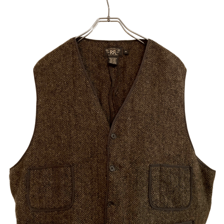 USED DOUBLE RL HARRIS TWEED VEST