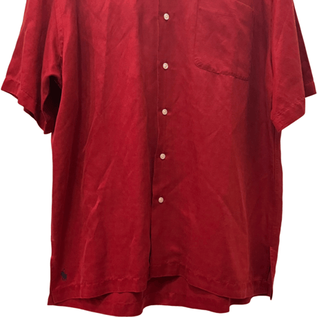 USED VINTAGE   POLO RALPH LAUREN S/S OPEN COLLAR SHIRTS  SILK×LINEN