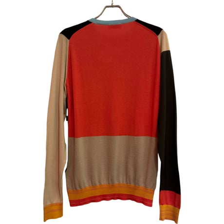 新品　JOHN SMEDLEY L/S  CREWNECK  KNIT  CRAZY PATTERN 100% SEA ISLAND COTTON  "MADE IN ENGLAND"