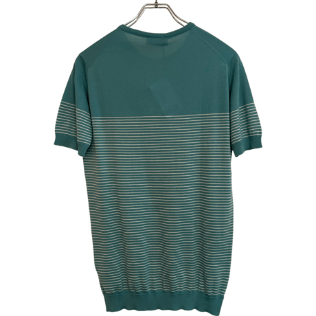 新品　JOHN SMEDLEY S/S  CREWNECK STRIPED KNIT   100% SEA ISLAND COTTON  "MADE IN ENGLAND"