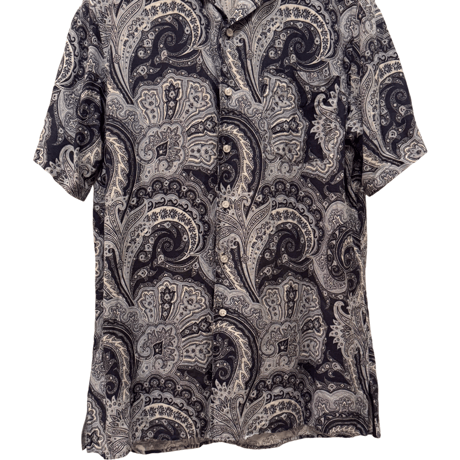 USED RALPH LAUREN ”PURPLE LABEL”  S/S PAISLEY OPEN COLLAR SHIRTS