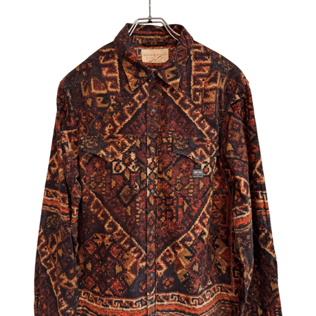 USED  RL DENIM&SUPPLY NATIVE PRINT CORDUROY WESTERN SHIRTS