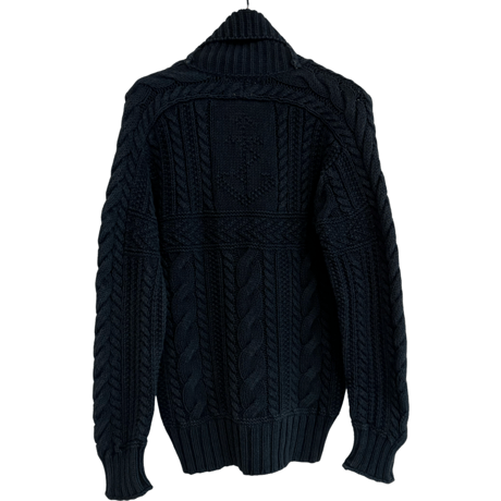 USED  POLO RALPH LAUREN INDIGO ARAN SHAWL SWEATER