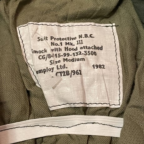 DEAD STOCK UK ARMY SUITS PROTECTIVE N.B.C No1 MK III.(GAS SMOCK)