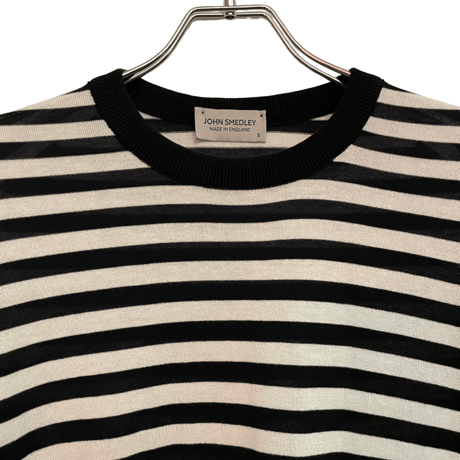 新品　JOHN SMEDLEY S/S  CREWNECK STRIPED KNIT   100% SEA ISLAND COTTON  "MADE IN ENGLAND"