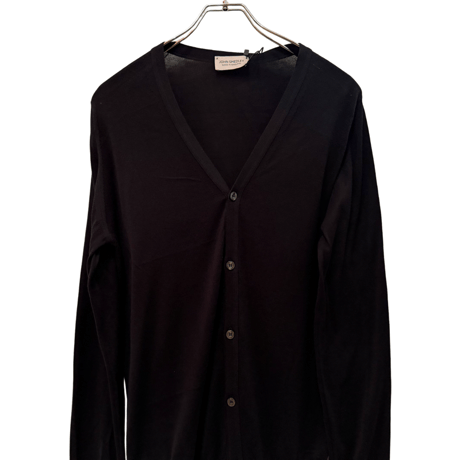 新品　JOHN SMEDLEY V-NECK CARDIGAN BLACK  100%SEA ISLAND COTTON  MADE IN ENGLAND