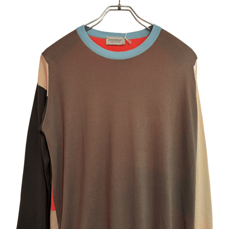 新品　JOHN SMEDLEY L/S  CREWNECK  KNIT  CRAZY PATTERN 100% SEA ISLAND COTTON  "MADE IN ENGLAND"