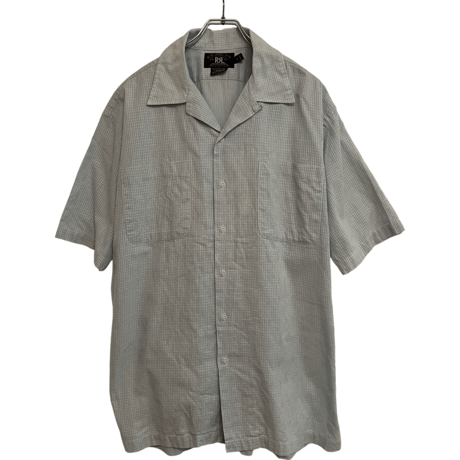 USED ”VINTAGE ” 1990's  DOUBLE RL CAMP SHIRTSQUILTING WINDOWPANE