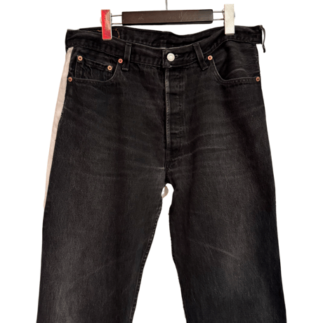 USED  LEVI'S 501 BLACK-WHITE  REMAKE DENIM MADE IN USA