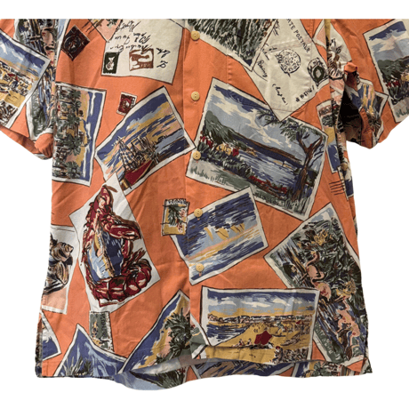 USED VINTAGE   POLO RALPH LAUREN S/S OPEN COLLAR SHIRTS TRIP