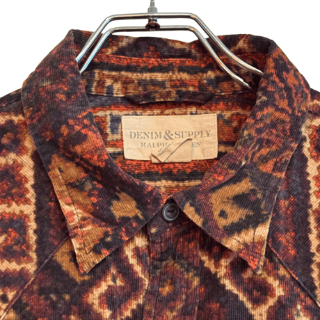 USED  RL DENIM&SUPPLY NATIVE PRINT CORDUROY WESTERN SHIRTS