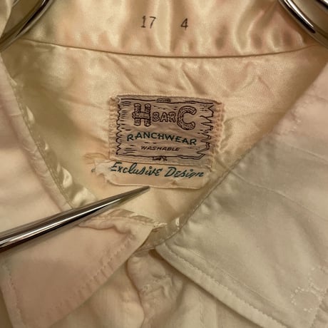 VINTAGE H BAR C WHITE×WHITE PISTOL EMBROIDRED EXCLUSIVE WESTERN SHIRTS