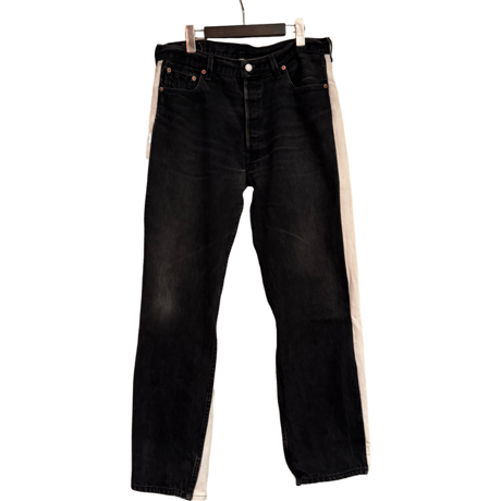 USED  LEVI'S 501 BLACK-WHITE  REMAKE DENIM MADE IN USA