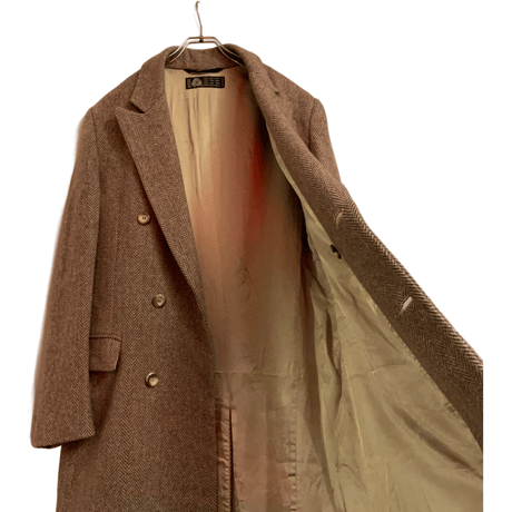 USED VINTAGE CHESTERFIELED DOUBLE BRESTED  COAT ”100%PURE WOOL”