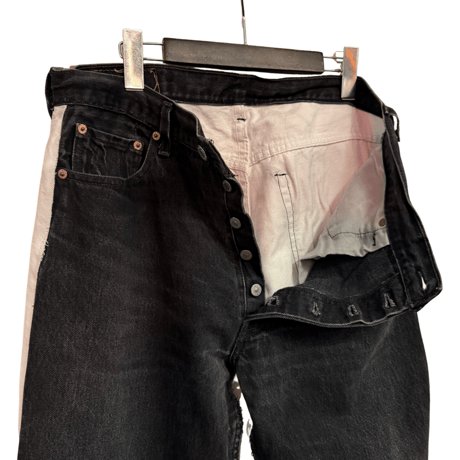 USED  LEVI'S 501 BLACK-WHITE  REMAKE DENIM MADE IN USA