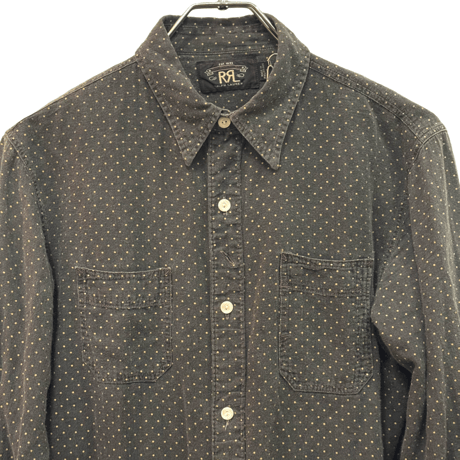 USED   DOUBLE RL POLKA DOT SHIRTS BLACK×GOLD