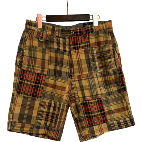 USED POLO RALPH LAUREN MADRAS PATCHWORK SHORT PANTS