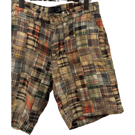 USED POLO RALPH LAUREN MADRAS PATCHWORK SHORT PANTS