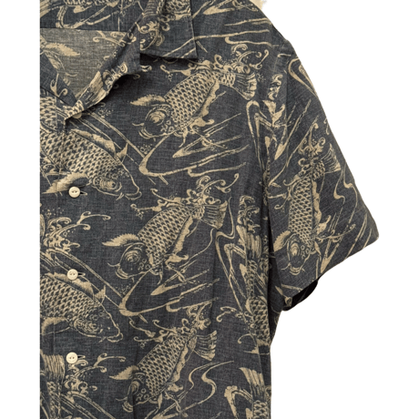 USED VINTAGE   POLO RALPH LAUREN S/S OPEN COLLAR SHIRTS ”KOI”