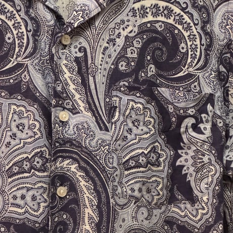 USED RALPH LAUREN ”PURPLE LABEL”  S/S PAISLEY OPEN COLLAR SHIRTS