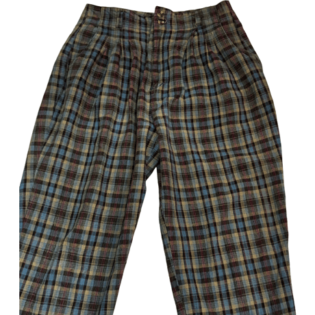 USED  COTTON×LINEN CHECK TROUSER