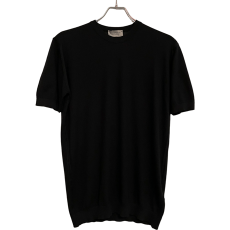 新品　JOHN SMEDLEY S/S  CREWNECK KNIT BLACK  100% SEA ISLAND COTTON  "MADE IN ENGLAND"