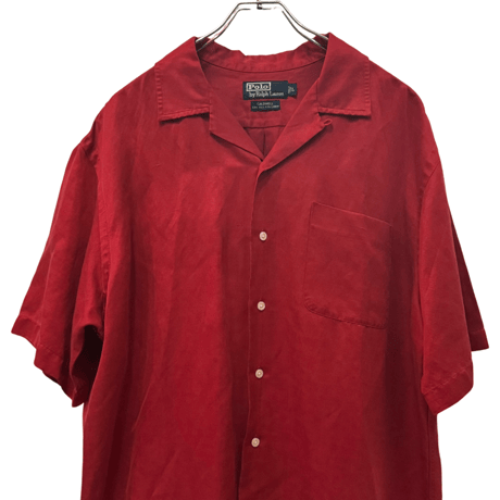 USED VINTAGE   POLO RALPH LAUREN S/S OPEN COLLAR SHIRTS  SILK×LINEN