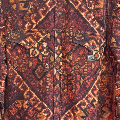 USED  RL DENIM&SUPPLY NATIVE PRINT CORDUROY WESTERN SHIRTS