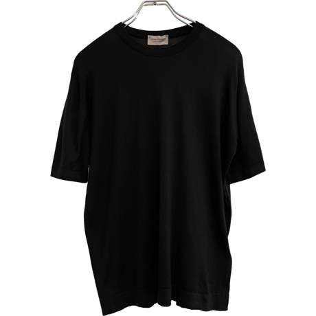 新品　JOHN SMEDLEY S/S  CREWNECK KNIT BLACK  100% SEA ISLAND COTTON  "MADE IN ENGLAND"