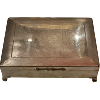 USED ANTIQUE ELIZABETH II SILVER JUBILEE 1977 JEWELRY BOX MADE IN ENGLAND