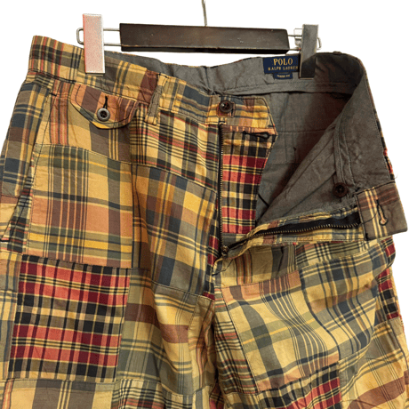 USED POLO RALPH LAUREN MADRAS PATCHWORK SHORT PANTS