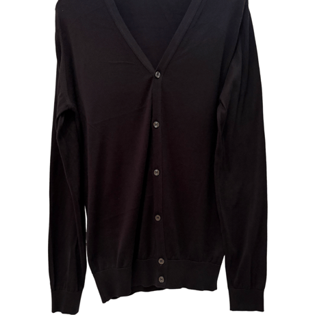 新品　JOHN SMEDLEY V-NECK CARDIGAN BLACK  100%SEA ISLAND COTTON  MADE IN ENGLAND