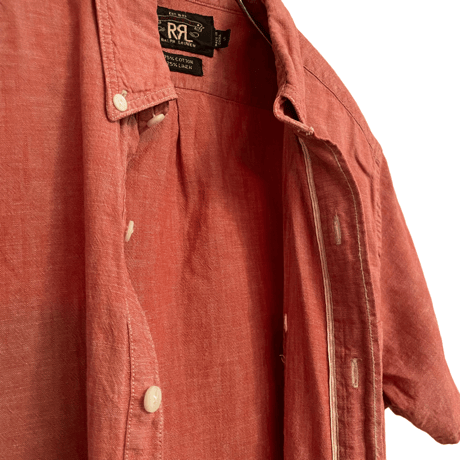 USED   DOUBLE RL S/S PINK  SELVEDGE CHAMBRY SHIRTS