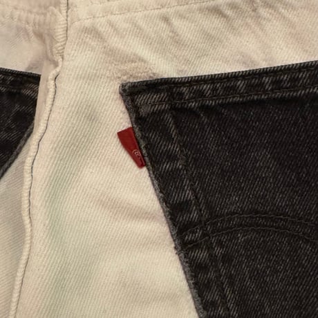 USED  LEVI'S 501 BLACK-WHITE  REMAKE DENIM MADE IN USA