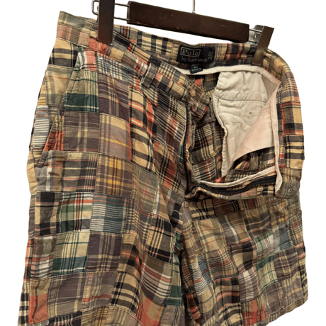 USED POLO RALPH LAUREN MADRAS PATCHWORK SHORT PANTS
