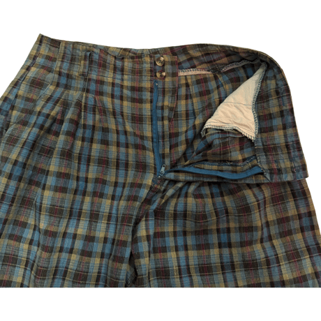 USED  COTTON×LINEN CHECK TROUSER