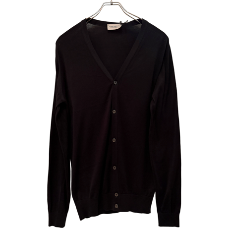 新品　JOHN SMEDLEY V-NECK CARDIGAN BLACK  100%SEA ISLAND COTTON  MADE IN ENGLAND