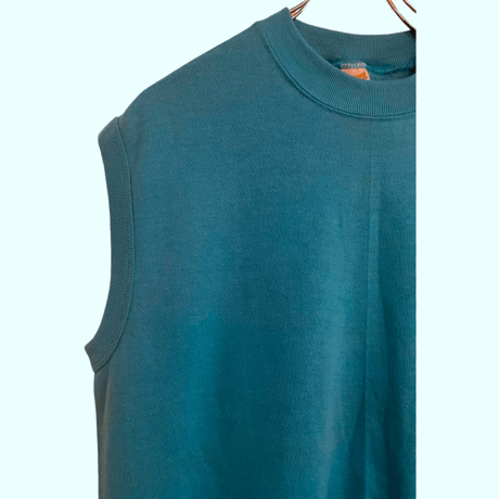 新品　DEAD STOCK 70s~80s SPORTSWEAR NO-SLEEVE SWEAT SHIRTS TIFFANY  BLUE