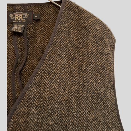 USED DOUBLE RL HARRIS TWEED VEST