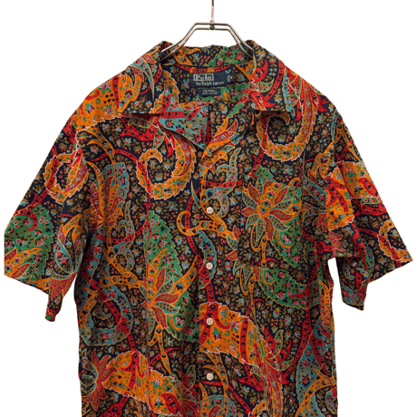 USED VINTAGE   POLO RALPH LAUREN S/S OPEN COLLAR SHIRTS　CALDWELL