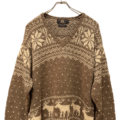 USED 90s DOUBLE RL V NECK SWEATER