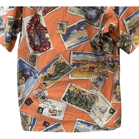 USED VINTAGE   POLO RALPH LAUREN S/S OPEN COLLAR SHIRTS TRIP