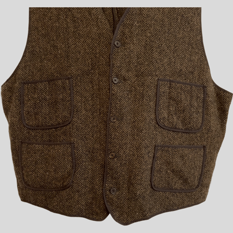 USED DOUBLE RL HARRIS TWEED VEST