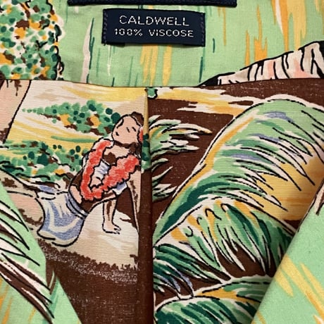 USED VINTAGE   POLO RALPH LAUREN S/S OPEN COLLAR SHIRTS "CALDWELL"