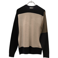 新品　JOHN SMEDLEY L/S  CREWNECK  KNIT  CRAZY PATTERN 100% SEA ISLAND COTTON  "MADE IN ENGLAND"  AS-IS