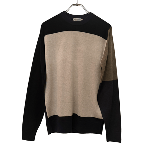 新品　JOHN SMEDLEY L/S  CREWNECK  KNIT  CRAZY PATTERN 100% SEA ISLAND COTTON  "MADE IN ENGLAND"  AS-IS