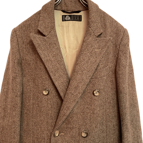 USED VINTAGE CHESTERFIELED DOUBLE BRESTED  COAT ”100%PURE WOOL”
