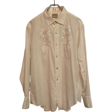 VINTAGE H BAR C WHITE×WHITE PISTOL EMBROIDRED EXCLUSIVE WESTERN SHIRTS